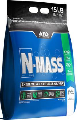 ANS PERFORMANCE N mass Extreme Muscle Mass Gainer Cookies & Cream 15 lbs Weight Gainers/Mass Gainers