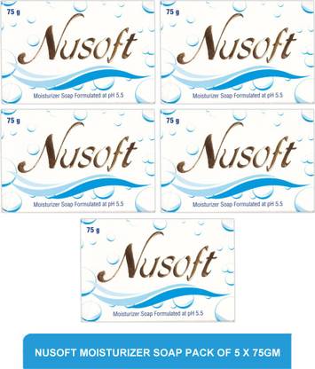 Nusoft moisturizer soap - moisturizing soap for dry skin(pack of 5)75g