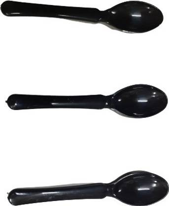 New Jaipur Agencies Sparkle Spoon Black Plastic Soup Spoon Set