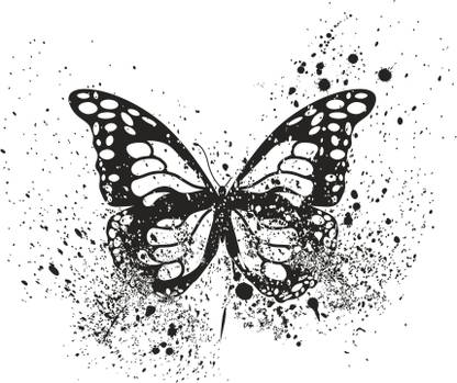 Crown Decals 51 cm Multicolor Abstract Butterfly Wall Sticker For Room, Office, Cafe Self Adhesive Sticker