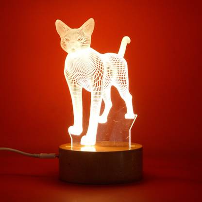 Zuaad Pvt Ltd 3D Illusion Cat LED Hologram Lamp Night Lamp