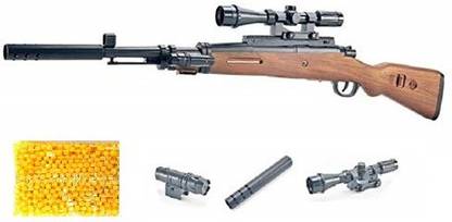 IndusBay PubG Kar98 K98 Gun Toys Set with Assault Rifle Kar98k Model, Simulation 4X Design Scop Toy Rifle Sniper Gun Toy for Kids Boys (500 BB Plastic Bullets Included) Guns & Darts