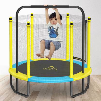 DOLPHY 50" Kids Trampoline with Steel Foam U Handle , Enclosure Net Jumping Mat Trampoline