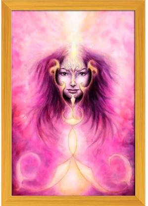 Violett Angelic Spirit With A Womans Face Paper Poster Golden Frame | Top Acrylic Glass 13inch x 19inch (33cms x 48.3cms) Paper Print