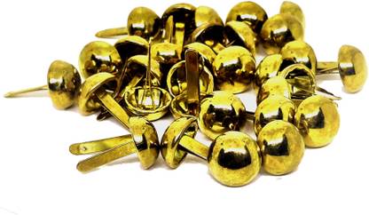 Nimida Brad Pins/Split Pin/Rivet/Stud/Skull pins/Spikes/Paper Fastener for Scrapbooking, DIY, Leather Goods, | Golden Colour | Pack of 100