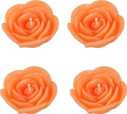 MOISH Set Of 4 Flower Shaped Floating Candles Diyas - Green (Pack of 4) Candle