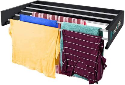 SMART SLIDE Steel Wall Cloth Dryer Stand Cloth - Laundry Drying Rack - Wall Mounted - Retractable - Cloth Drying Rack Collapsible - Expandable Folding Indoor or Outdoor – Compact Sleek Design Cloth Dryer Stand (2.5 Feet)