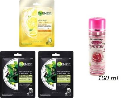 GARNIER 1light complete +2 charcoal + 100 ml ganpati rose water