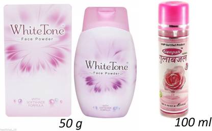 White Tone 50g Powder + 100 ml ganpati rose water