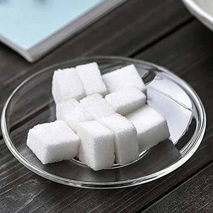 Mayanshi fashion Glass Multipurpose Clear Glass Saucer Plate Combo only & Transparent KACH ki RAKABI Plates Set for Tea & Coffee Cup Serving Under Kitchen & Home Serve & Restaurant use