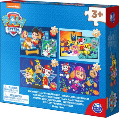 PAW PATROL 4 Wood Puzzles, Puzzle for Kids 3+