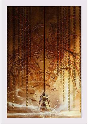 Knight Standing In Front Of The Huge Gate Paper Poster White Frame Paper Print