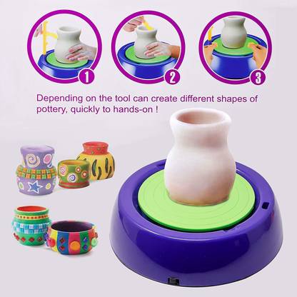 jinbil Battery Operated Imaginative Arts DIY Pottery Wheel Game with Colors and Stencils | Creative Educational Toy, plastic clay setArt Pottery Wheel Set for Kids | Pottery Wheel for Kids with Clay | Pottery Wheel Game | Pottery Set | Pottery Set for Kids | Toys for Boys and Girls | Birthday Gift for Kids