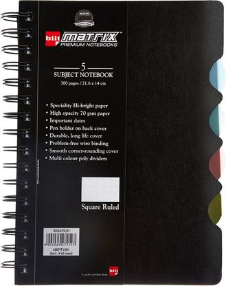 bilt Matrix 5 Subject Notebook A5 Notebook Square Ruled 300 Pages