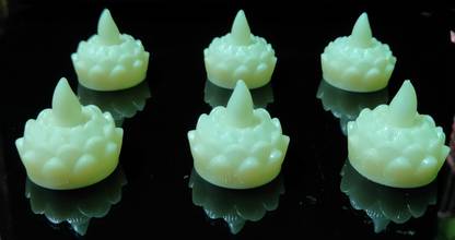 V. S Power Flameless Waterproof Candle Lamp Float On Water Led Plastic Floating Tea Lights | Electric Candle Lights for Decoration | Diwali Lights - (Pack of 06, White) Plastic (Pack of 6) Table Diya