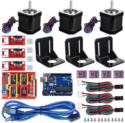Electrobot CNC Controller 3D Printer Kit with for Arduino IDE with RAMPS 1.4 Mechanical Switch Endstop + DRV8825 Stepper Motor Driver + Nema 17 Stepper Motor Educational Electronic Hobby Kit