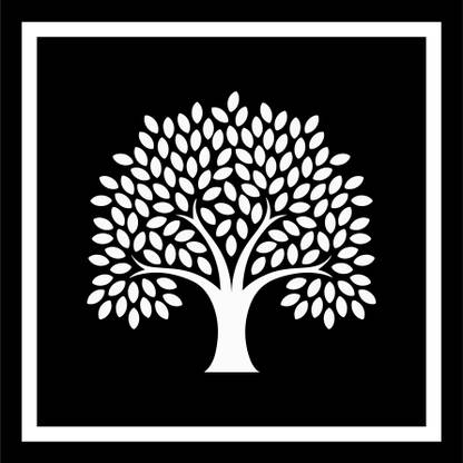 paper pebbles Home Décor A Beautiful White Tree With Black Colored Background Wall Framed. Digital Reprint 12 inch x 12 inch Painting