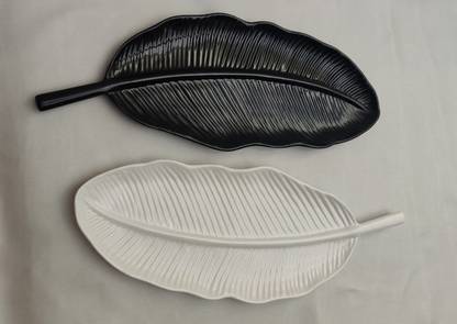 Ajax Banana Leaf Platter , Original Premium Collection , Unbreakable Serving Tray , Black & White Tray