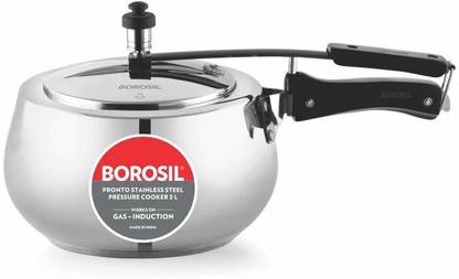 BOROSIL 3 L Inner Lid Induction Bottom Pressure Cooker