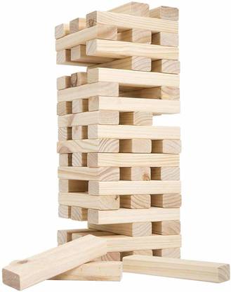 PEZYOX Stacking Tower Block, Timber Wood Block Stacking Game, 54 Pcs Challenging Wooden Tumbling Tower