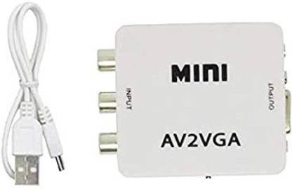 TERABYTE Mini AV2VGA Video Converter Convertor Box AV RCA CVBS to VGA Video Converter Conversor with 3.5mm Audio to PC HDTV Converter Media Streaming Device