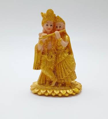 BHATIA LORD RADHA KRISHANA (GOLDEN) | KRISHNA RADHA|KANHAIYA|GOD IDOL|KANHAIYA RADHA Decorative Showpiece  -  11 cm