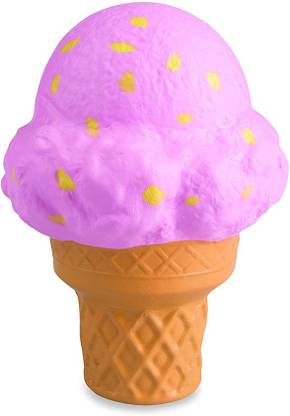 Soft N Slo Squishies Sweet Shop Ultra Banana Strawberry Ice Cream Cone, Pink/Yellow, Toys for Girls, 3 Years & Above, Squishy Toys, Gifting  - 15.5 cm