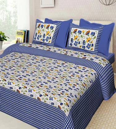 sipal Cotton Double Flat 300 TC Floral Bedsheet