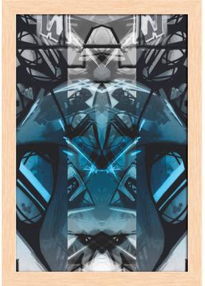 Geometric Shapes Artwork Paper Poster Natural Brown Frame | Top Acrylic Glass Paper Print