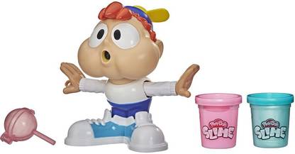 PLAY-DOH Slime Chewin' Charlie Slime Bubble Maker Toy for Kids 3 Years and Up with 2 Cans of Pink and Blue Slime Compound, Non-Toxic