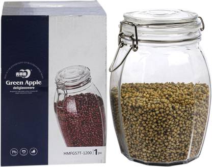 Green Apple Glass Grocery Container  - 1200 ml