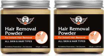 7 FOX Premium Hair Removal Powder- For Fast Hair Removal with No Rics & No Pain-100GM-Packof-2-Jar-Combo- Cream