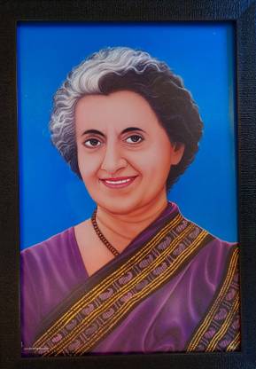 Art collection Indira Gandhi Photo frame Ink 19 inch x 13 inch Painting