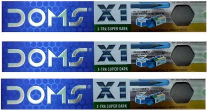 DOMS Xtra Super Dark XI Pencil Box With Sharpener And Eraser Pack Of 3 Pencil
