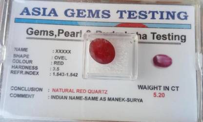 AGRODAK NATURAL GEMSTONE RED QUARTZ SAME AS MANEK-SURYA Quartz Crystal Pendant
