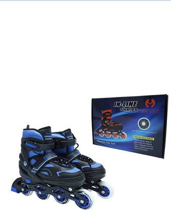 SQUADD Inline Skates Indoor And Outdoor Adjustable Size Rpller Shoes In-line Skates - Size 7-9 UK