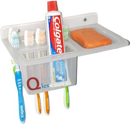 Qlex Soap Case with 1 tooth paste Stand 10 tooth brush pocket and one Soap