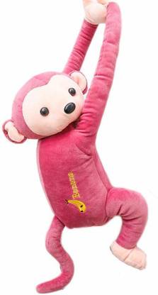 Be Cool Creative Cartoon Plush Monkey Super Soft Toy For Car Tissue Holder & Paper Napkin Storage Pink (Size length 52 cm head to foot 35 cm)  - 52 cm