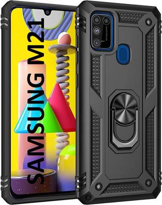 Coverskart Back Cover for Samsung M21, Military Grade Phone Case Hard Shell + Soft TPU + Ring Stand Fits Magnetic Car Mount