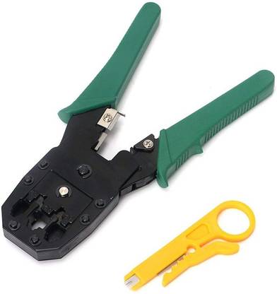 Lapmate PQ00_Crimp4 3 in 1 Modular Cable Crimping Tool for RJ45 RJ12 RJ11 UTP CAT5 LAN Cutter 4P4C 4P2C (Multicolour) Manual Crimper
