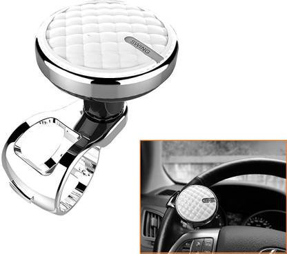 OnWheel Car Universal Swing Power Handle Car Steering Wheel Spinner Knob in White Color Car Steering Knob