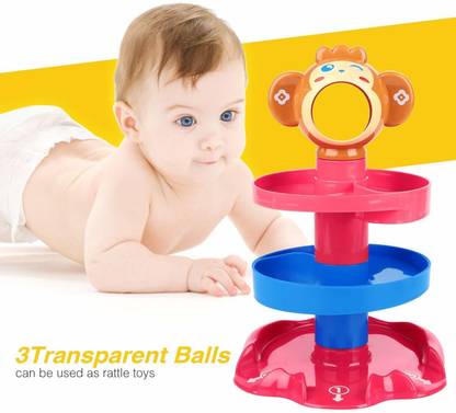 baby tone Exclusive Collection of Toddler Basic Toys for Kids ,Baby,Boys & Girls, 5 Layer Ball Drop and Roll Swirling Tower Set, Baby Rolling Ball Bell Toys Pile Tower Puzzle Toy (Multi character) (Multicolor) baby boy and girls 3+ year kids (Multicolor) Educational Board Games