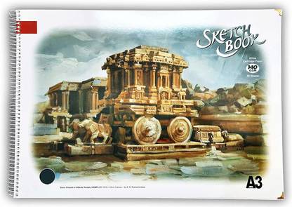 LRS Sketch Book A3 Size - 50 Sheets - Spiral Bound - 140 GSM Natural Cartridge Paper Sketch Pad