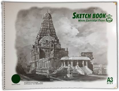 LRS Sketch Book A3 Size - 30 Sheets - Spiral Bound - 140 GSM Natural Cartridge Paper Sketch Pad