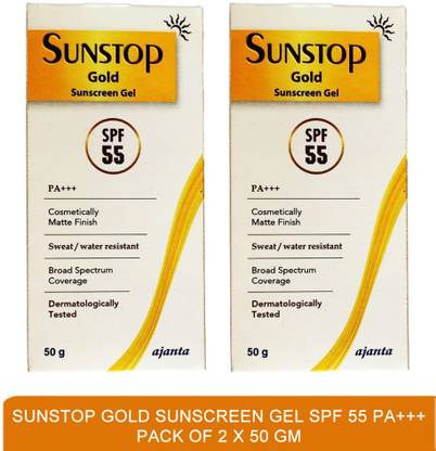 SUNSTOP Sunscreen - SPF 50 PA+++ GOLD SUNSCREEN GEL SPF 55 PA+++ - best sun protection cream(pack of 2)50g