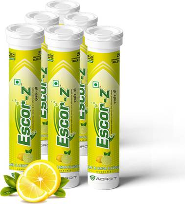 ESCOR-Z Effervescent Vitamin C,Lime and Lemon Flavour,Pack of 6