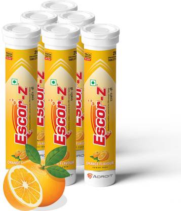 ESCOR-Z Effervescent Vitamin C,Orange Flavour,Pack of 6