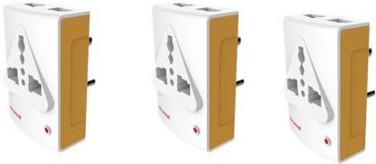 NORWOOD Small Size Multi Plug 6A Current, 3-Pin Universal Socket 240 V for All Types of Indian and International Plugs - Pack of 3 Worldwide Adaptor