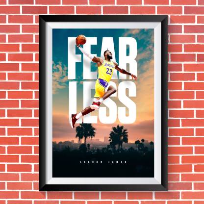 Fear Less Lebron James Poster Framed NBA Basketball Superstar Wall Art Fine Art Print