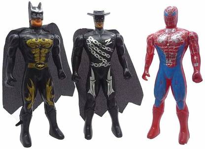 Asra Collections Batman, Spiderman and Zorro Action Superhero Toy Set